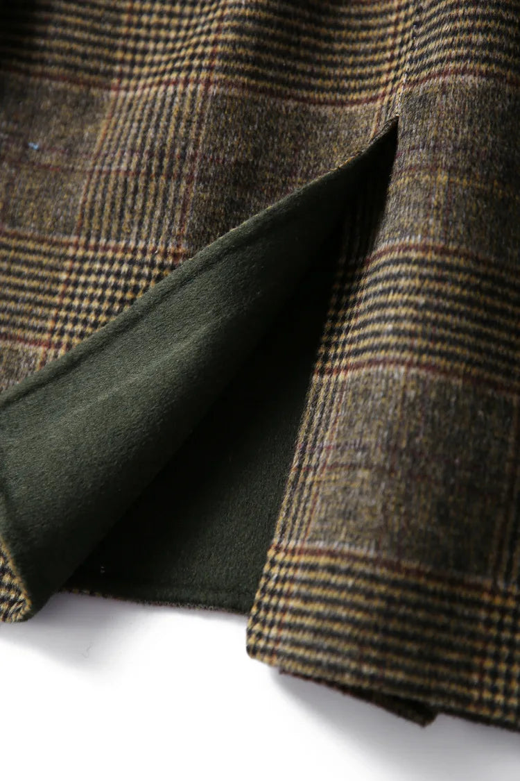 Handmade Sewn Double-sided Woolen Blazer Women Spring Autumn Plaid Wool Overcoat Office Lady Casual Suit Coat Thick Jacket