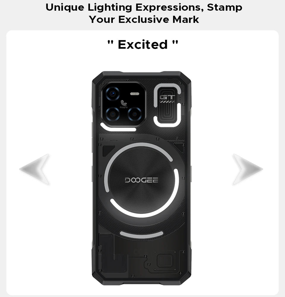 DOOGEE Blade GT Ultra 5G Rugged Phone Dimensity 7300 6.72" 16GB+512GB LED Light Effect Ultra-thin Smartphone