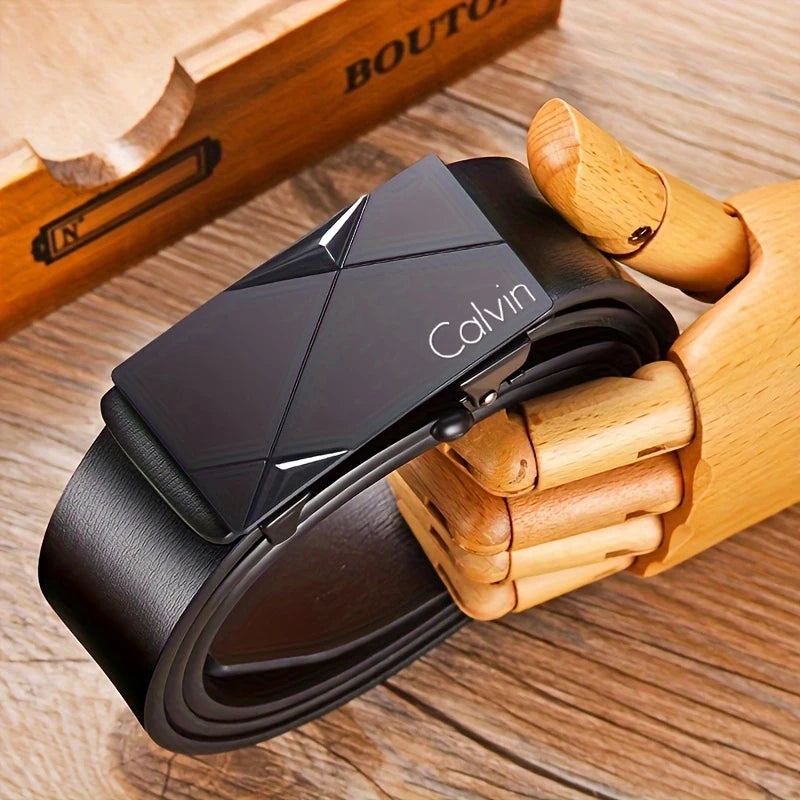 Stylish Men's PU Leather Belt - Fashion Belts for Daily Life, Leisure, Party, Festival, Work, and Business Automatic Buckle