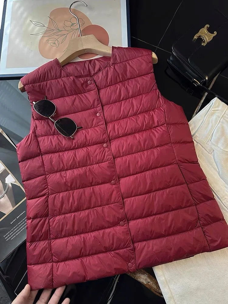 Women's Sleeveless Lightweight Down Jacket Vest 2025 Autumn and Winter Wear Women's Commuter Warm Waistcoat Vest Jacket