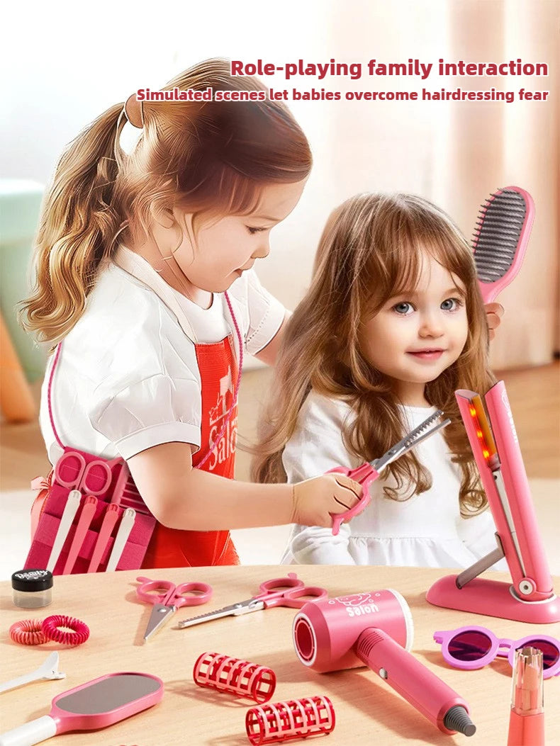 Make up Toys Simulation Haircut Kit Children's Hair Dryer Role Playing Game Educational Toys for Girls Pretend Play Kids Gifts
