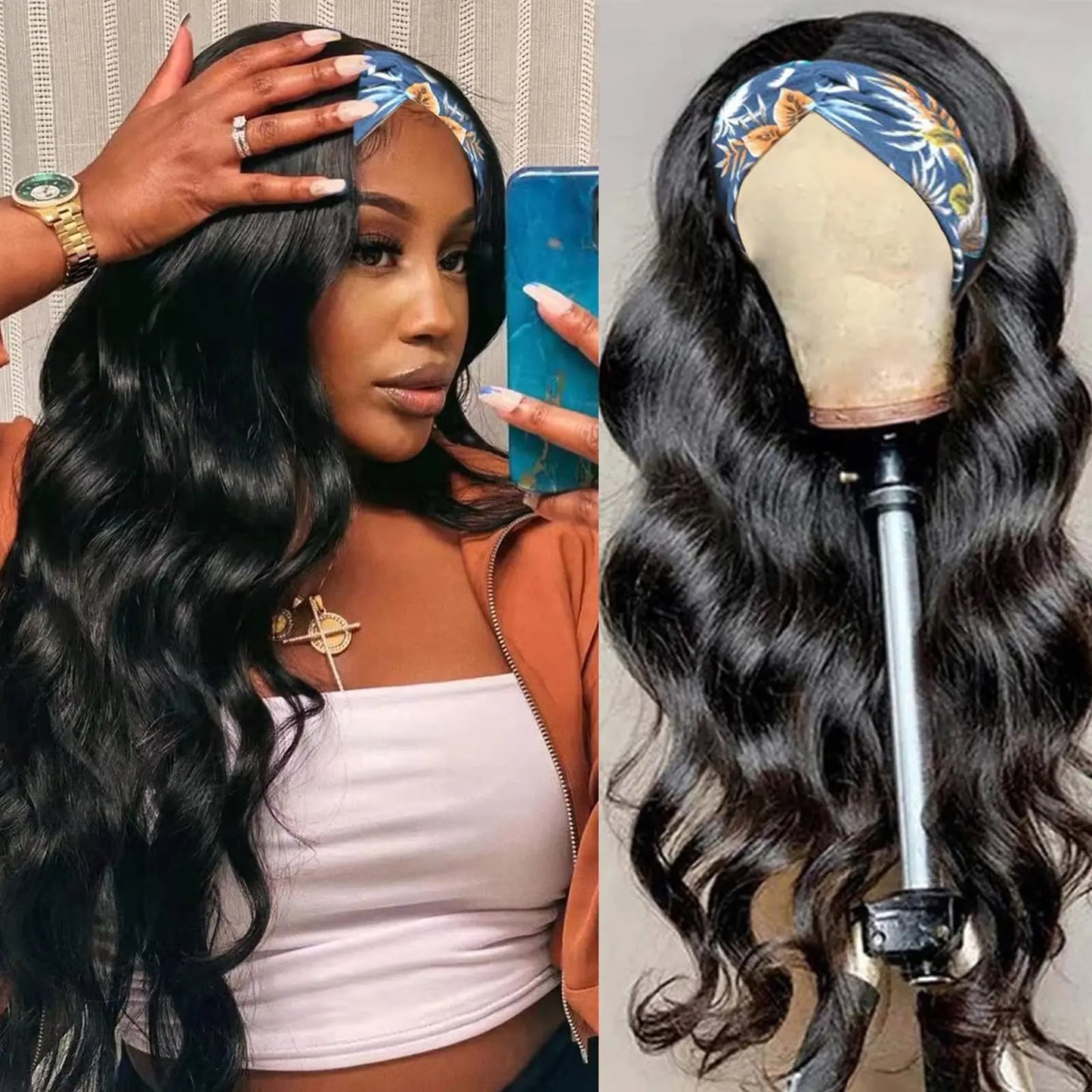 Body wave Headband Wig 250% Human Hair Wigs For Women Brazilian Straight Wig 8"-34" Remy Human Hair Wig 200% Machine Made Wig