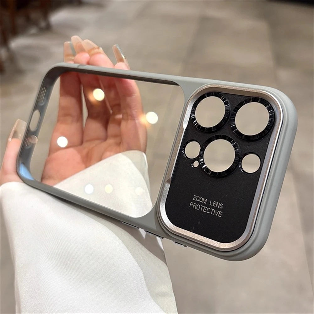 Luxury Magnetic Metal TPU Case For iPhone 17 16 15 14 Pro Max Plus Case Translucent Acrylic Hard Bumper Shockproof Protect Cover