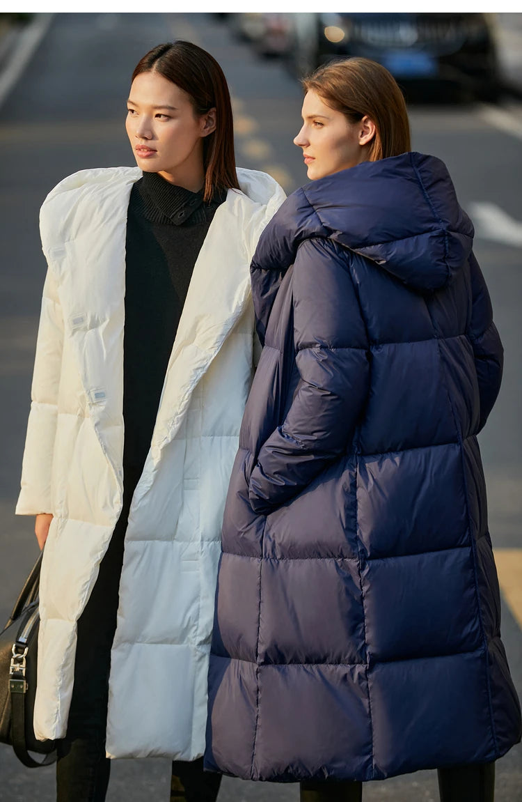 AMII Minimalist 2025 Down Jacket Coat Women Winter Warm Long Bread Puffer Coat Light Thick Quality Fashion Outerwear 12324060