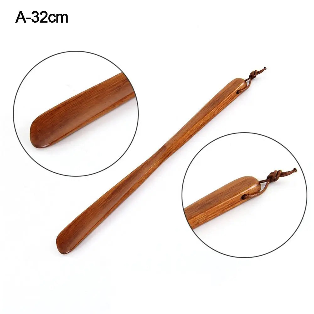 Wooden Shoe Horn Easy On Off Long Handle Hanging Loop Without Bending Over Shoe Horn For Seniors Pregnant Women