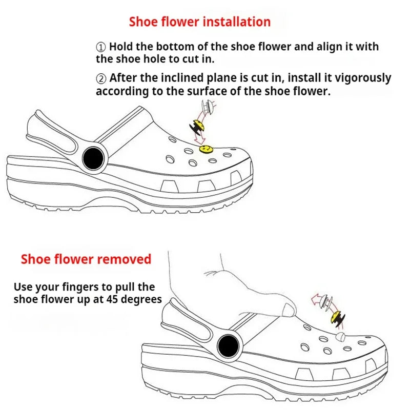 New 1Set Black White Dot Shoe Charms Set DIY Bow Star Pearl Shoe Decorations Silver Advanced Detachable Buckle Shoes Accessories