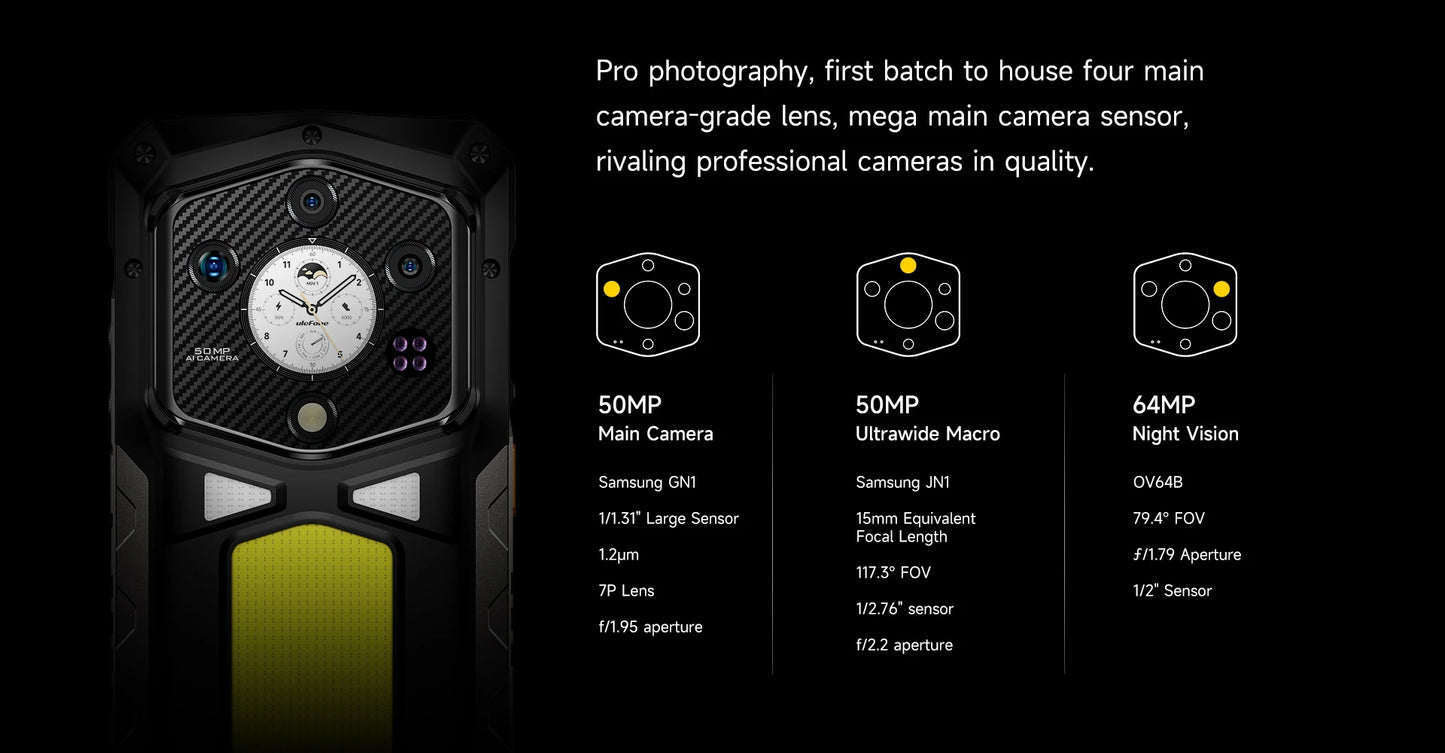 Ulefone Armor 29 Pro 5G AI Rugged Phone 21200mAh 120W 64MP Night Vision 6.67" 120Hz 512GB ROM Mobile MTK Dimensity 7400