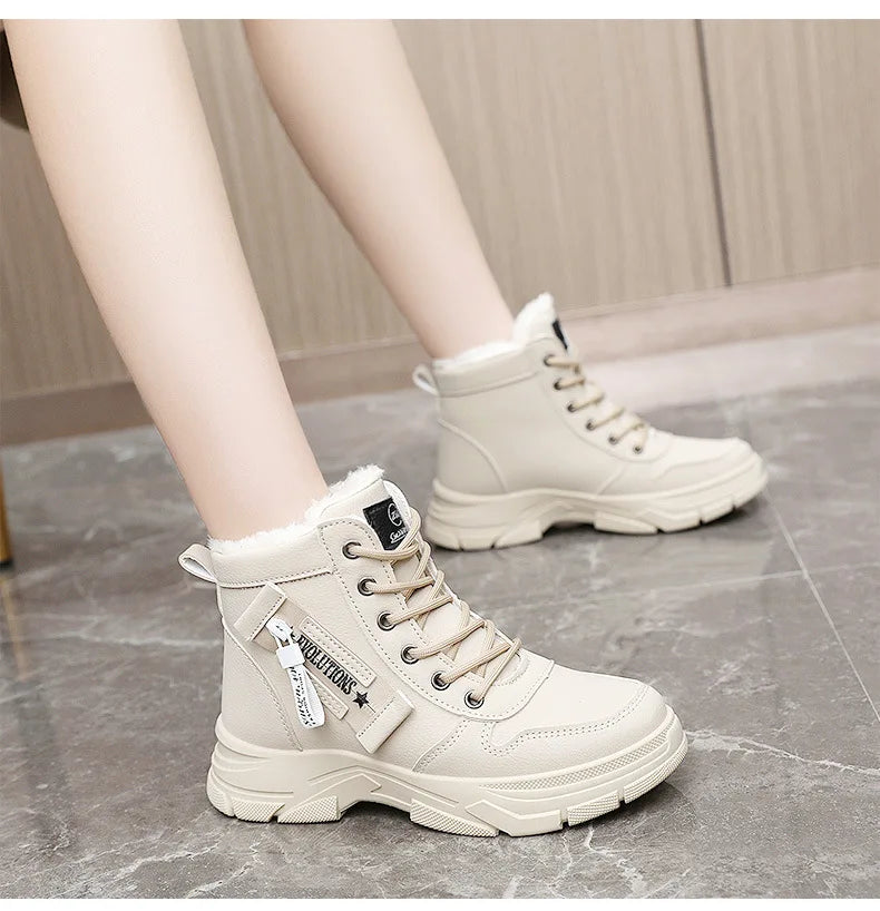 zapatos de mujer Designer Sneakers for Women Casual High Top Shoes Womens Winter Plush Lined Warm Thick Lace-up Sports Shoes