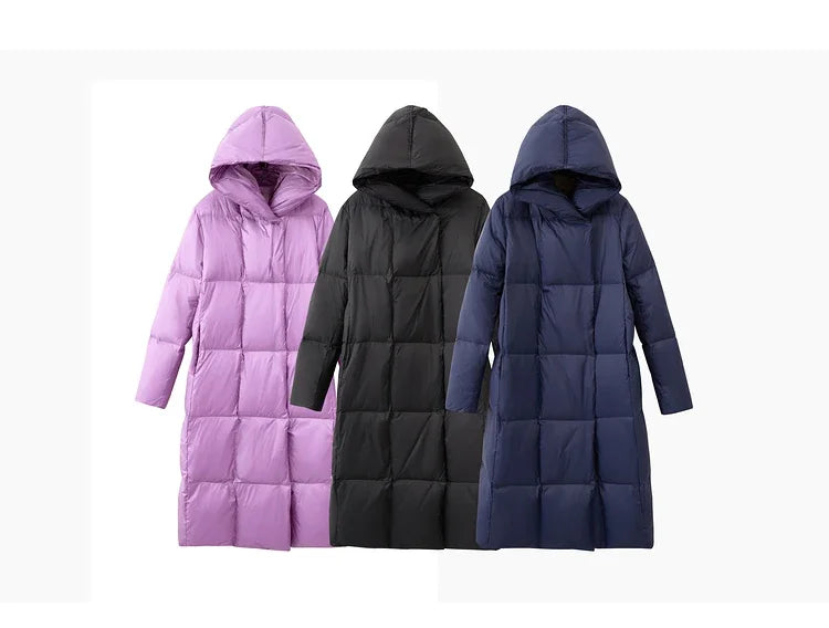 AMII Minimalist 2025 Down Jacket Coat Women Winter Warm Long Bread Puffer Coat Light Thick Quality Fashion Outerwear 12324060