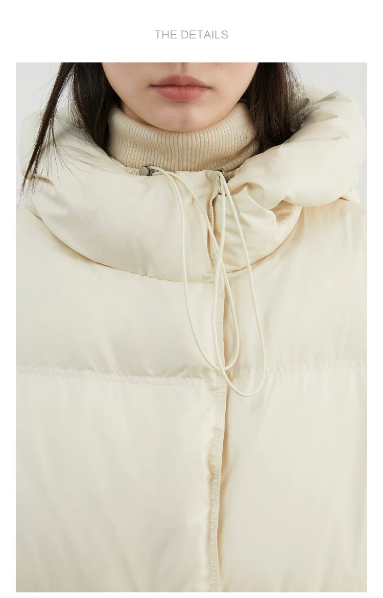 CHIC VEN Women Down Coats Loose New 90 White Duck Down Jacket Medium Long Hooded Female Down Jacket Autumn Winter 2024