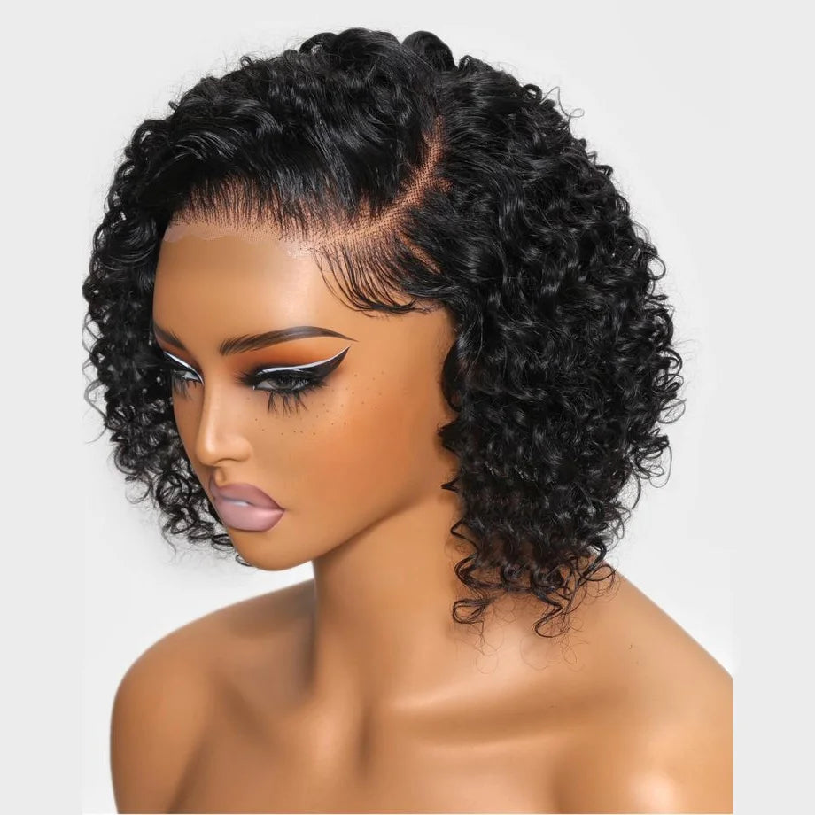 Glueless Curly Bob Wigs Human Hair Pre Cut Short Bob Wigs Pixie Cut Kinky Curly Lace Front Human Hair Wigs Lace Frontal Wig