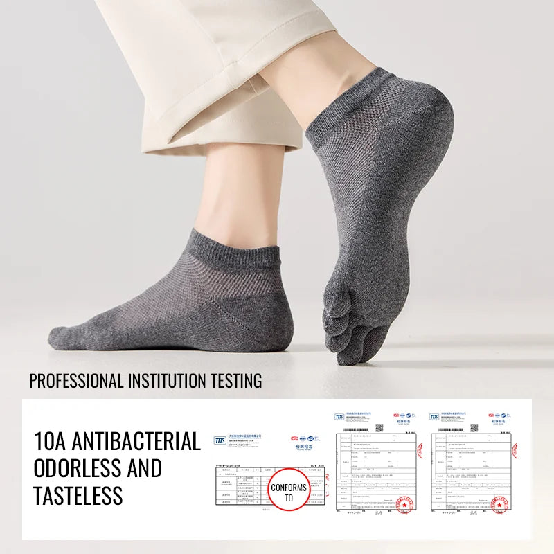 MiiOW Cotton Five Finger Short Sock Men Ankle Spilt Toe Sock Summer Thin Sock Breathable Mesh Sweat Absorbent Antibacterial Soc