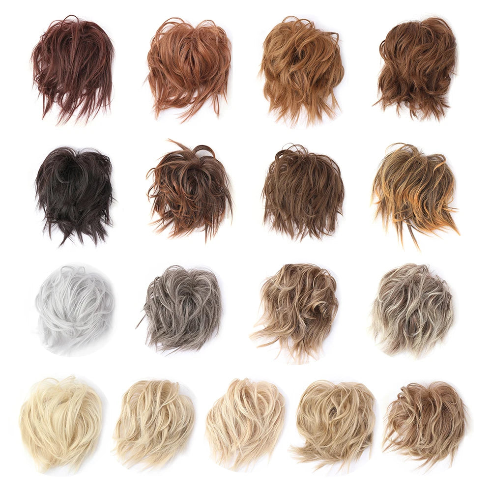 Messy Bun Hair Piece Synthetic Short Ponytail Extension Elastic Rubber Band Hair Buns Hair Pics for Women