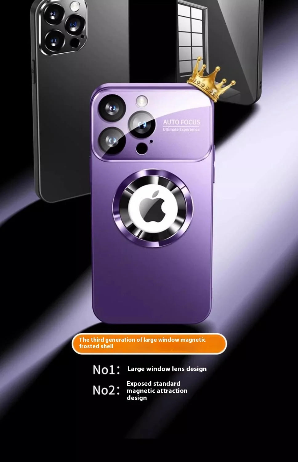 Fashionable Large Window Magnetic Phone Case,For iPhone 16 15 14 13 Pro Max, With Lens Protector,Magsafe Wireless Charging Case