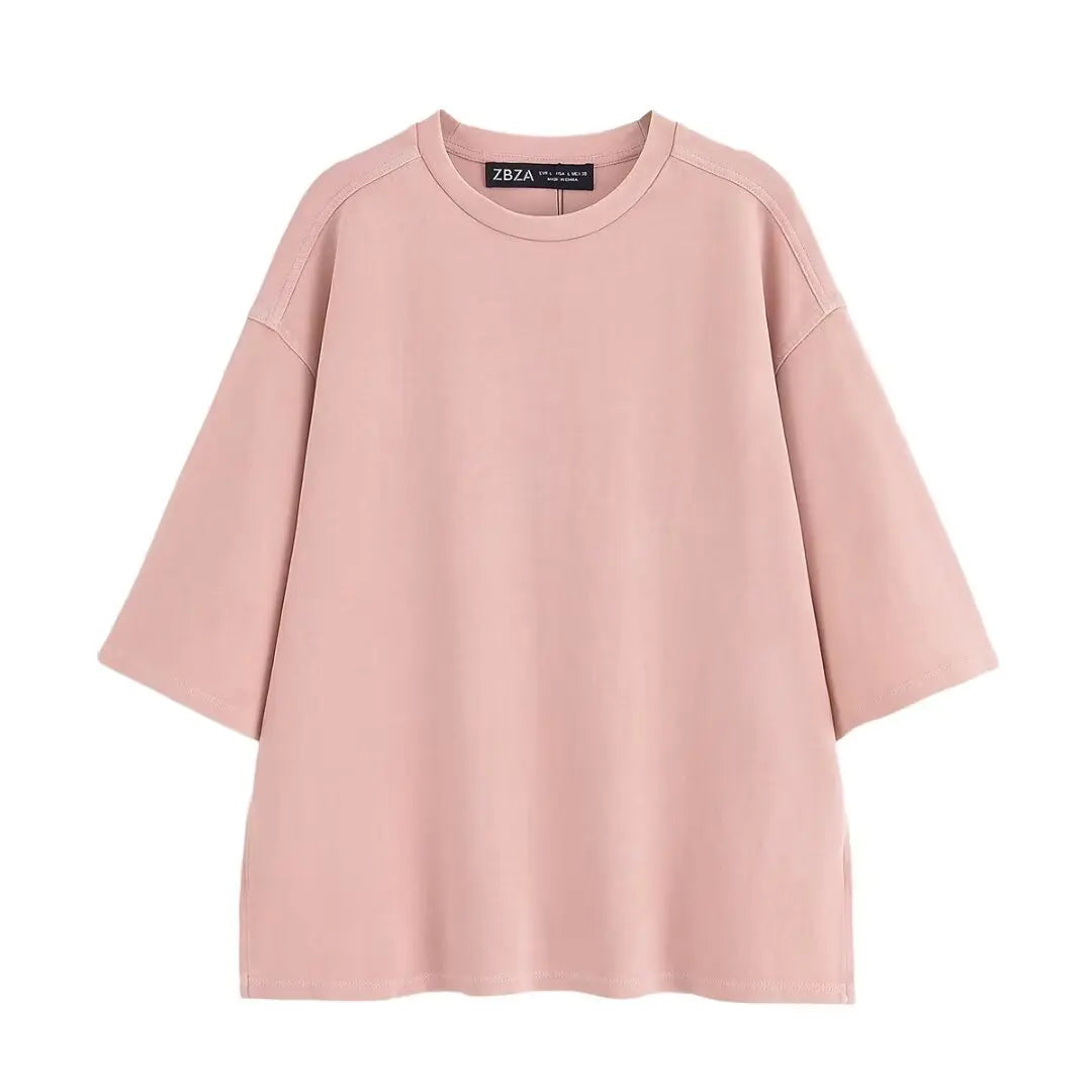 Women Set Sweet O-neck Short Sleeve T-shirt Wide Leg Elastic Waist Trousers 2025 Summer Lady Outfit Casual Solid Top Pants