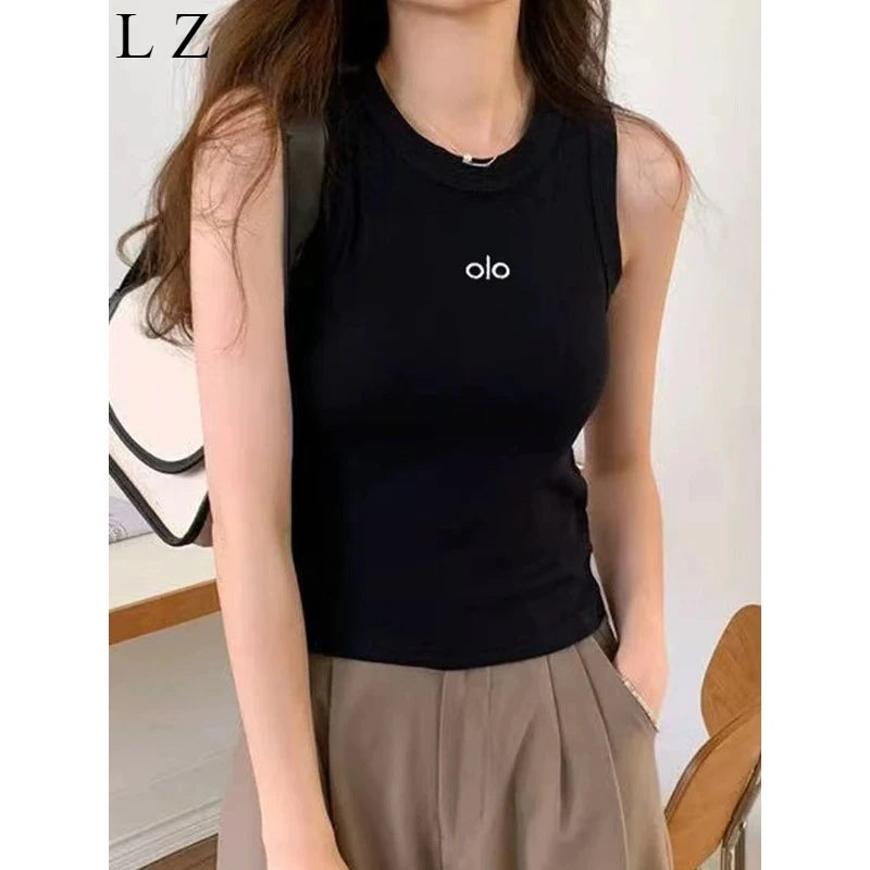 New Four Seasons Wear Casual Sports Comfortable Versatile Fashion Letter Simple Vest Sleeveless Casual Bottom Vest