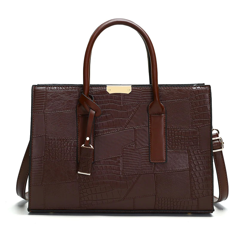 Large Capacity Shopping Bag for Daily Commuting Hand Bags Luxury Shoulder Bags Splicing Pu Leather Handbags Caual Tote New Sac
