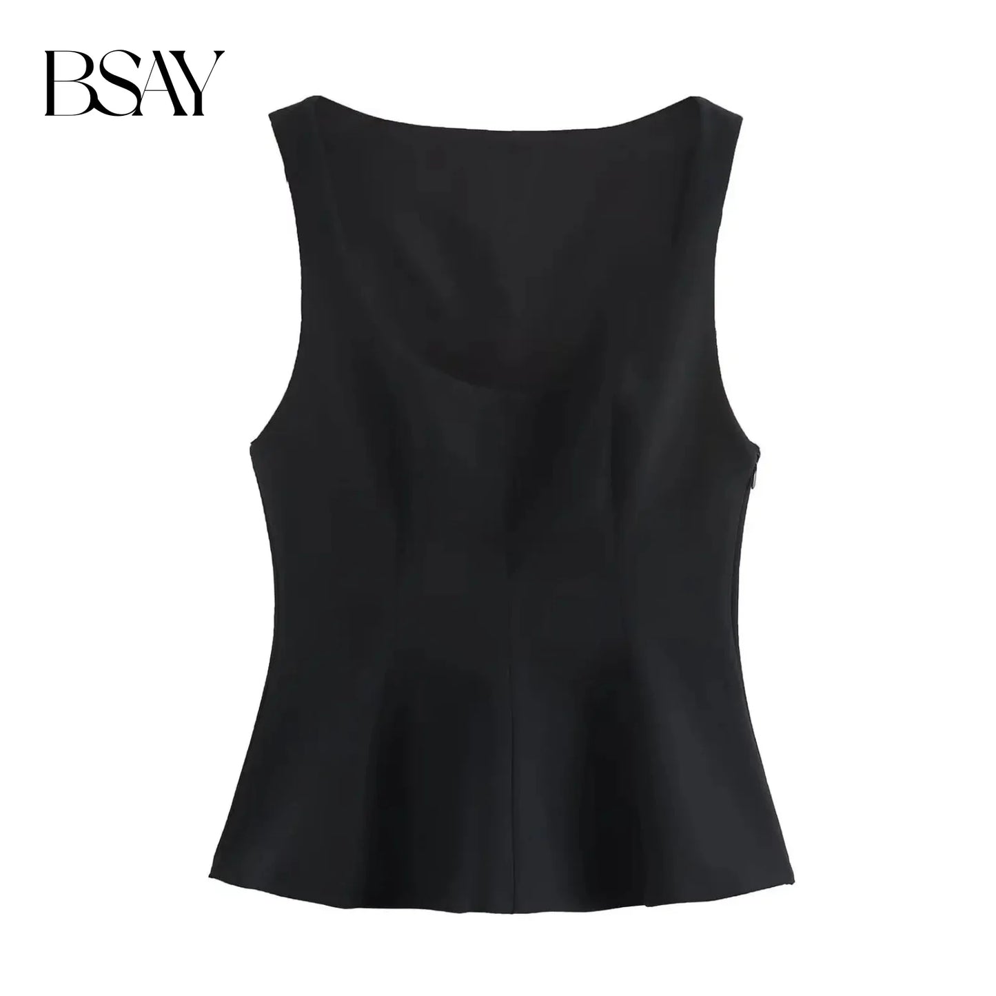 BSAY Top for Women Fashion Autumn Winter New Side Zip Skirt Style Blouse Street Clothing Vest Tank Chic Ladies Crop Tops Mujer