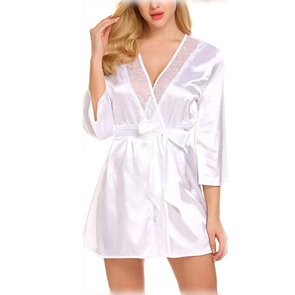 Women Satin Comfy Silky Robes Summer Wrap Dressing Gown Bathrobe Nightgown Pajamas Dress Sexy Women Clothes