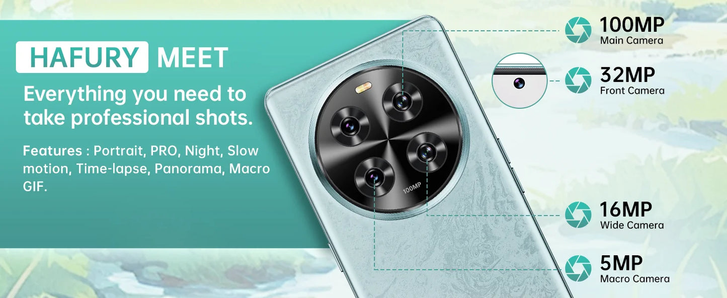 CUBOT HAFURY Meet Unlocked Smartphone-Helio G99,24(12+12)+256GB,6.67"-120Hz,100MP+32MP,Android13,5100mAh/33W,Dual SIM 4G/NFC/GPS