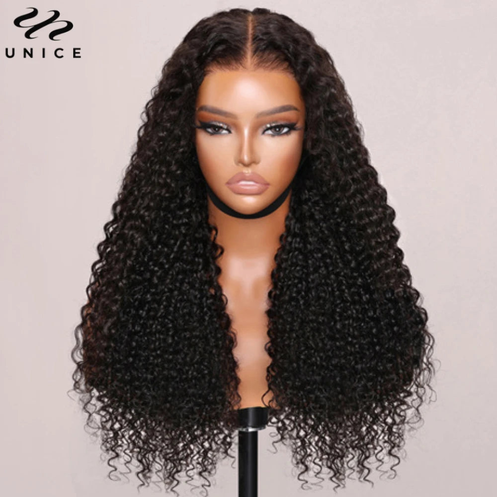 Unice Hair 200% Density 7x5 Curly Wig Pre Cut Pre Bleached Pre Plucked Glueless Wig Human Hair Ready To Wear