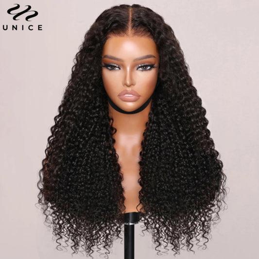 Unice Hair 200% Density 7x5 Curly Wig Pre Cut Pre Bleached Pre Plucked Glueless Wig Human Hair Ready To Wear