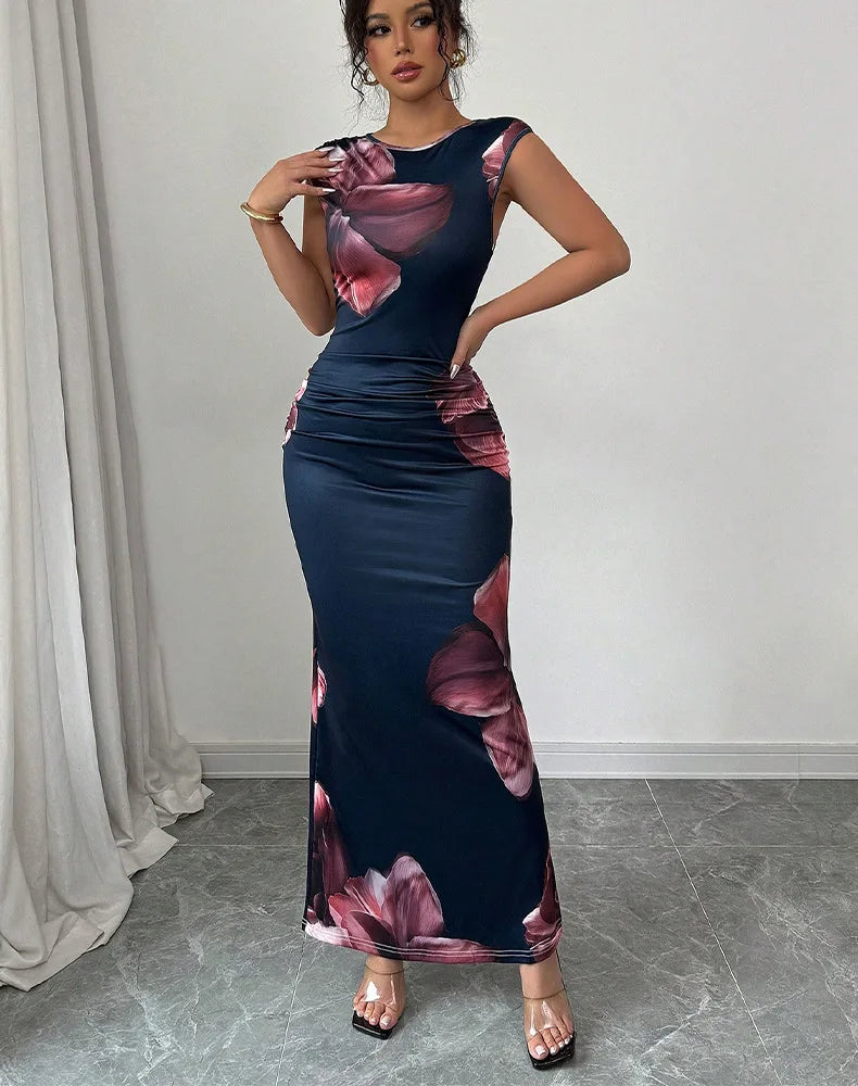 Sexy Bodycon Maxi Dresses For Women 2025 Summer Fashion Sleeveless O-neck Slim Long Party Dress Elegant Vestidos