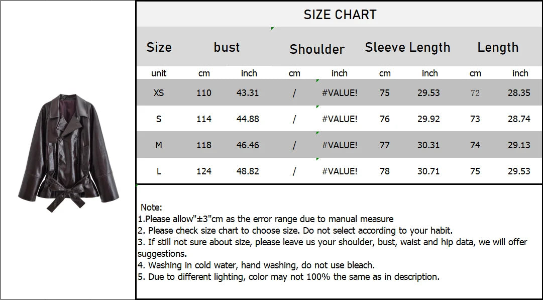 Women's clothing 2025 early autumn new fashionable simple temperament belt lapel imitation leather windbreaker