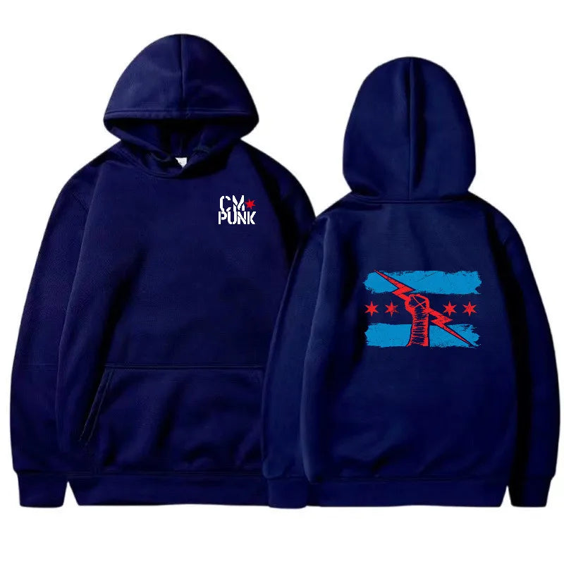 Autumn and Winter New Famous Wrestler Returns to CM Punk Men's Solid Hoodie Fashion Print Street Sports Casual Top Pullover