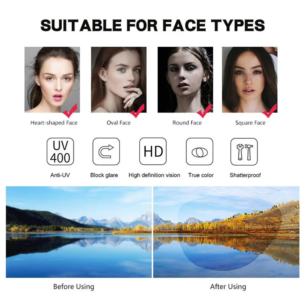 Fashion Women Men Sunglases Round Sun Glasses New Metal Frame Eyewear Fishing Glasses UV400 Shades