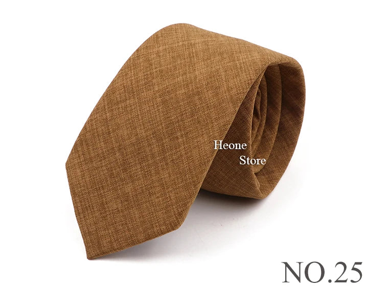 Novelty New Solid Color Ties For Men 100%Cotton Handmade High Quality Necktie Pink Green Orange 6.5cm Skinny Slim Ties Accessory