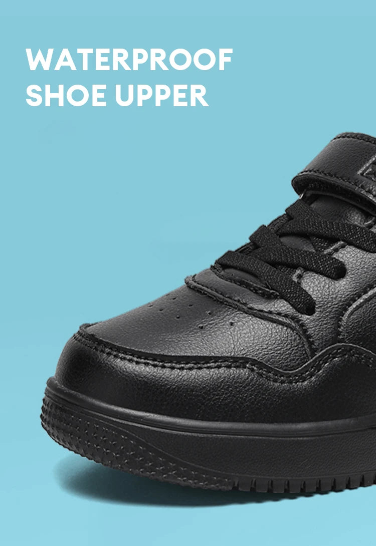 Kids' Classic Black Skate Shoes Boy Lightweight Breathable Casual Sneakers with Cushioned Insole Non-Slip Design for School