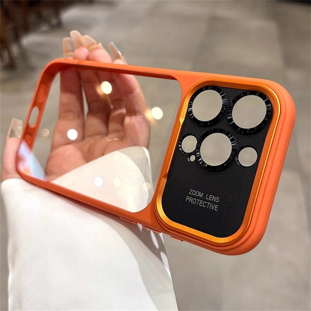 Luxury Magnetic Metal TPU Case For iPhone 17 16 15 14 Pro Max Plus Case Translucent Acrylic Hard Bumper Shockproof Protect Cover