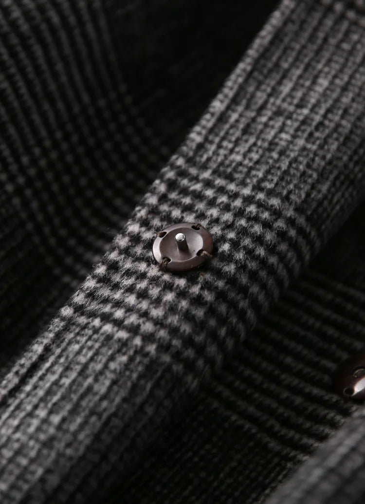 Handmade Sewn Double-sided Woolen Blazer Women Spring Autumn Plaid Wool Overcoat Office Lady Casual Suit Coat Thick Jacket