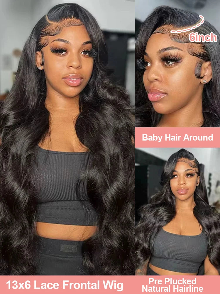 Body Wave Human Hair Wigs 13x6 Hd Lace Frontal Wigs 250 Density 40 Inch For Black Women Pre Plucked Loose Wave Lace Frontal Wig