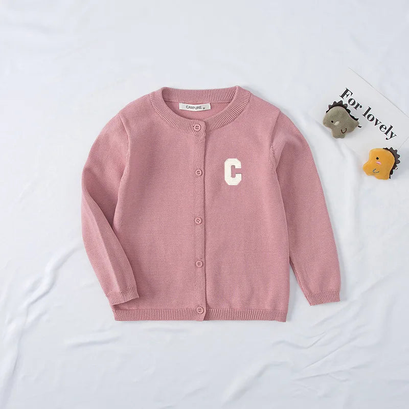Autumn Kids Cardigan Sweaters Baby Girl Clothes Cartoon Letter Solid Cotton Sweater Boys Children Clothing Knitted Kids Sweaters