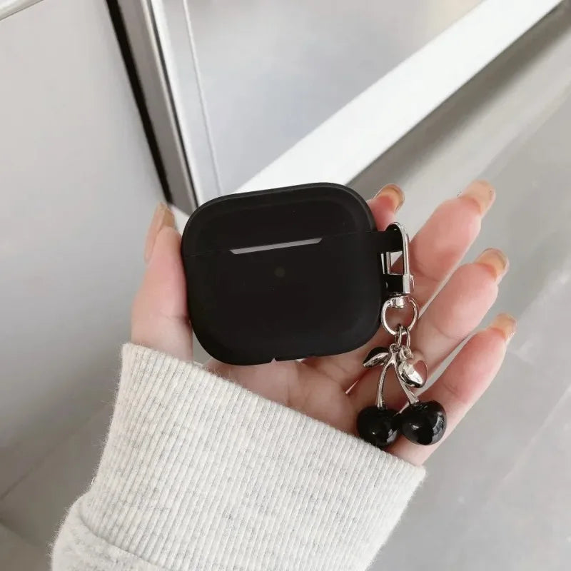 3D Heart Cherry Earphone Case for Airpods 4 3 1or2 Cover Silicone Headphone Coque for AirPods Pro 2 and Pro Cases with Keychain