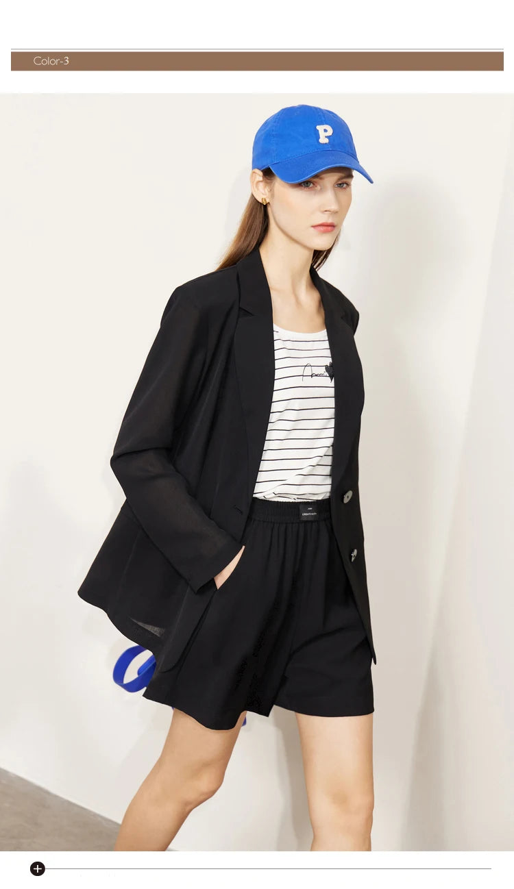 AMII Minimalism Women's blazer Fashion 2024 Summer Blazers Office Lady Elegant Chic Female shorts Separately Sale 72311003