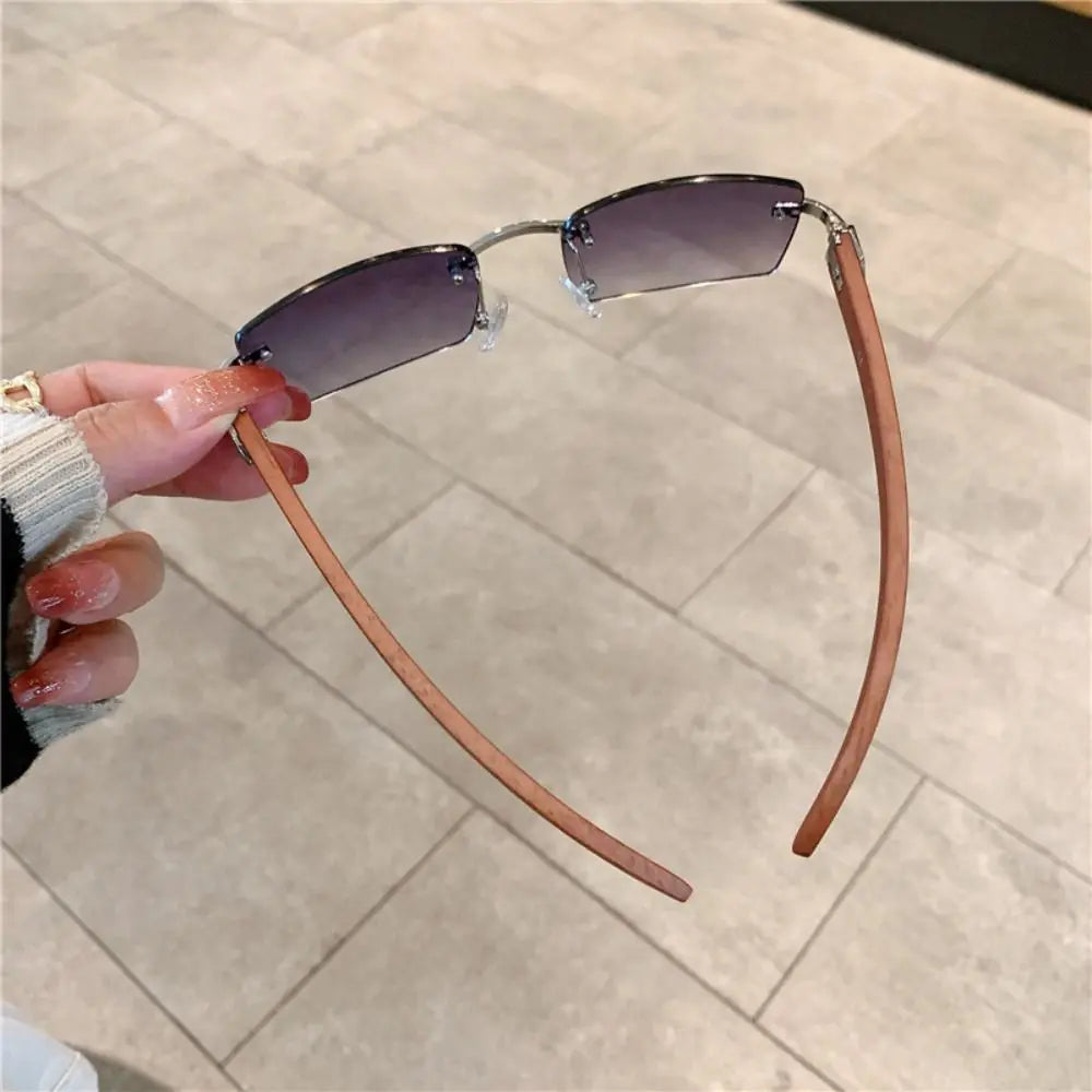 Trendy Punk Sunglasses Rimless Rectangle Sun Glasses for Men Women Fashion UV400 Driving Shades Frameless Gradient Eyewear