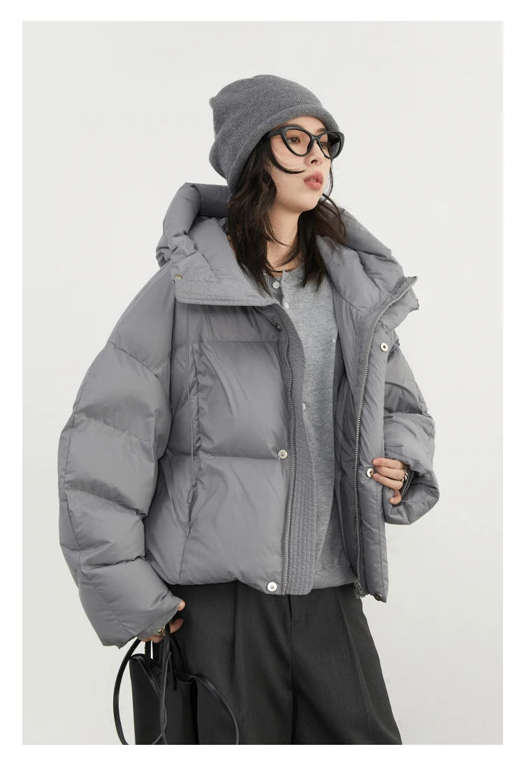 CHIC VEN Women Down Coats Loose Casual New Hooded 90 White Duck Down Female Down Jacket Autumn Winter 2025