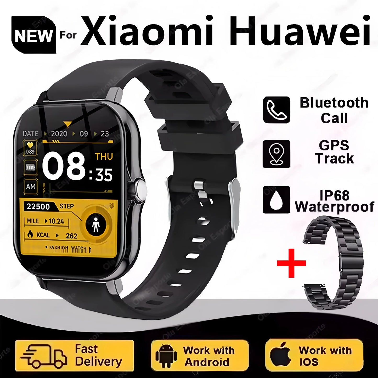 New SmartWatch Men Women 2.02 Amoled BT Call GPS Tracker NFC Sport Waterproof Heart Rate Smart Watch Fitness Tracker