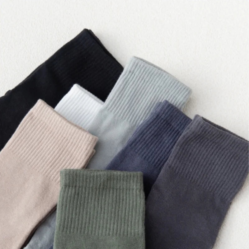 Men's Cotton 5 Toe Socks Mid Cuff Anti Odor Sweat Wicking Non Slip for Spring Autumn Casual Athletic Solid Color Daily Comfort