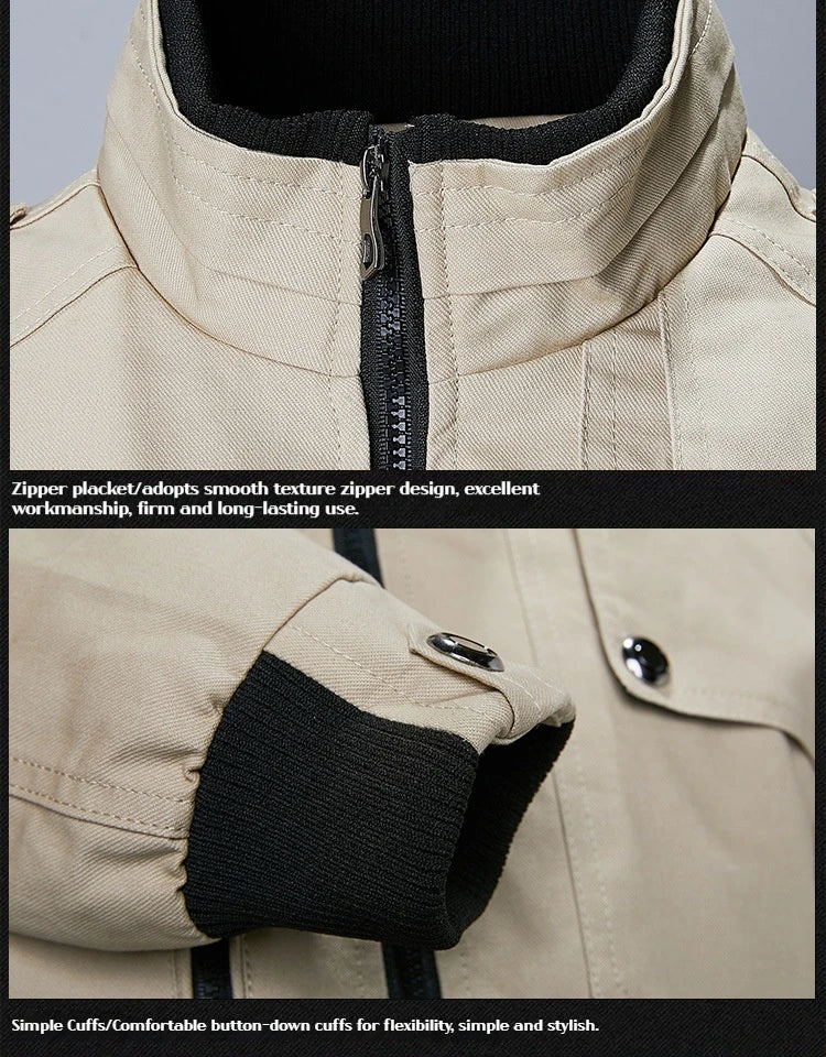Spring and Autumn New Men's Plus Size Workwear Jacket Korean Version Trendy Slim Fit Military Top Casual Windproof Warm Jacket