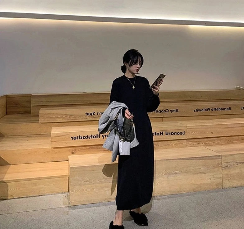 Long Clothes Dresses For Women Crochet Woman Dress Black Evening Knitted Robe Loose Maxi Offer Stylish New In Harajuku Y2k