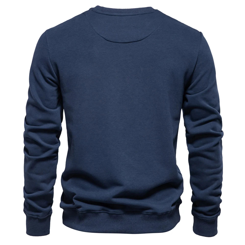 AIOPESON Cotton-blend Mens Crew Neck Solid Color Sweatshirts Pullover Casual Sport Sweatshirt for Men