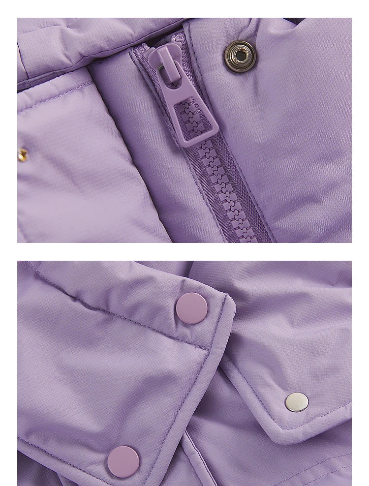 Metersbonwe Women's  Oversized Long Hooded Down Jacket Adjustable Pig Nose Buckle Waist Belt Utility Duck Down Parka Warm Winter