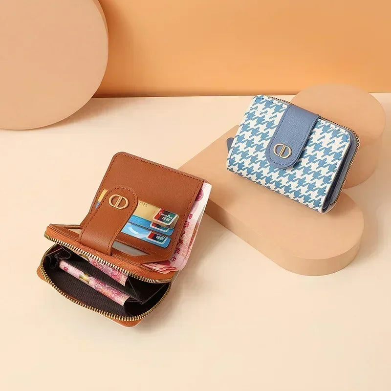 New Light Fashion Luxury Large CapacitySmall Wallet Women's Short Buckle Canvas Multi Card Anti Demagnetization Wallet