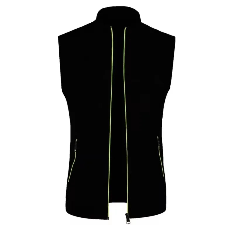 New Mens Zipper Sleeveless Jacket Coats Outdoor Warm Turtleneck Sweatshirts Breathable Solid Color Streetwear Athletic Vest Tops