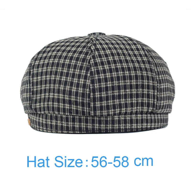 Spring Summer Plaid Newsboy Cap Breathable Peaky Octagonal Hat Vintage Soft Casual Berets Cap Visor Gatsby Flat Ivy Hat