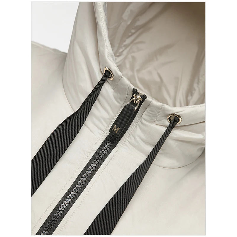 Schinteon Women Camel Down Cape Vest with Hood Loose Sleeveless Gilet Solid Fashionable Autumn Winter Jacket 2025 New